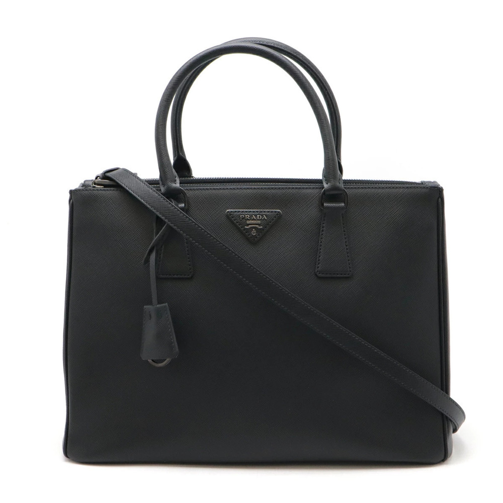 Prada Galleria Saffiano Lux Handbag Tote Bag Shoulder Leather NERO Black